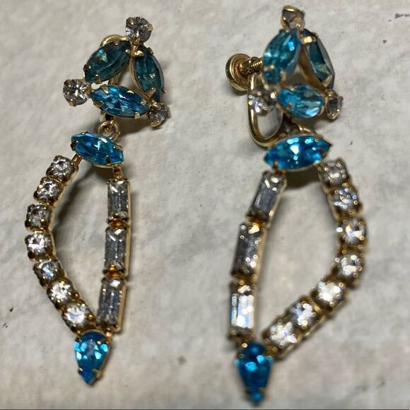 D’ERI Vintage aquamarine rhinestone set - Picture 3 of 6